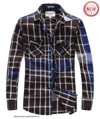 heren abercrombie fitch plaid lang overhemd pockets koffie blauw Winkel Enschede h9g8x546